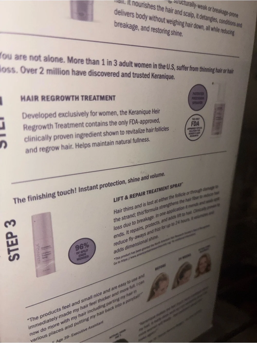 Keranique Regrowth System for Women - with minoxidil Anti hair loss Complete set
